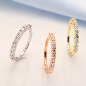 585 14K 10K Rose Gold Bubble Ring for Women Moissanite Solitaire Ring Matching Half Eternity Wedding Band Engagement