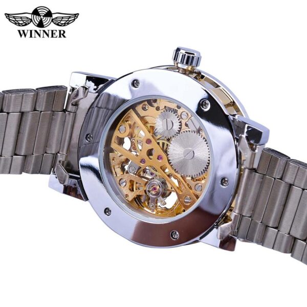 Winner Transparent Fashion Diamond Luminous Gear Movement Royal Design Men Top Brand Luxury Male Mechanical Skeleton Wrist Watch - Image 9