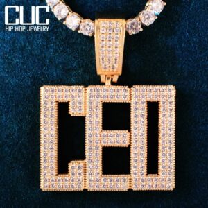 Custom Make Square Letter Name Pendant For Men Women Solid Back Micro Pave Zirconia Hip Hop Necklace Chain Number Jewelry