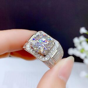 5ct Moissanite  Men Ring 925 Silver Beautiful Firecolour Diamond Substitute