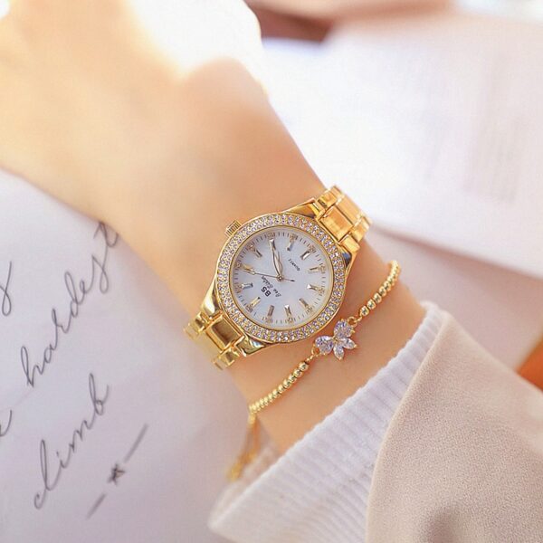 Ladies Wrist Watches Dress Gold Watch Women Crystal Diamond Watches Stainless Steel Silver Clock Women Montre Femme - Image 4