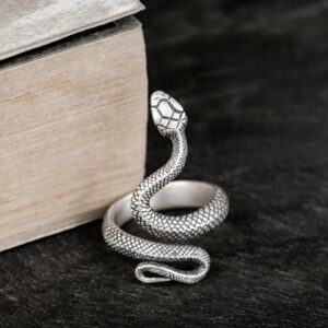 Vintage 100% 925 Sterling Silver Snake Ring For Men and Women Gothic Street Hip Hop Punk Dark Jewelry