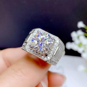 5ct Moissanite  Men Ring 925 Silver Beautiful Firecolour Diamond Substitute