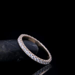 2mm Round Cut 14k White Gold Yellow Gold Full Eternity Moissanite Diamond Ring Original Dazzling Jewelry For Girl For Women