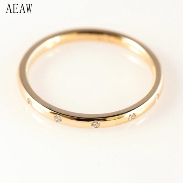 0.05ctw 1.3mm 5-Stones Style Lab Diamond Wedding Band Bezel Setting Round Diadmond Band Ring 14k Yellow Gold - Image 6