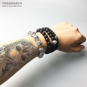 Bracelets Fleur-de-lis Lily  Skull Punk Bead Brand Silver Fashion Europe Style Jewelry Bijoux Gift For Men Women