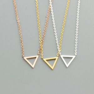 10 pcs Minimalism Jewelry Geometric Hollow Triangle Necklace Stainless Steel Bijoux Femme Chocker Best Friends Gift