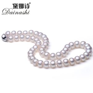 Luster 6-11mm Natural Freshwater Pearl Necklace For Women Wedding Gift 45cm 925 Silver Clasp