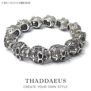 Bracelets Fleur-de-lis Lily  Skull Punk Bead Brand Silver Fashion Europe Style Jewelry Bijoux Gift For Men Women
