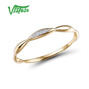 Gold Rings For Women Genuine 14K Yellow/White Gold Ring Shiny Diamond Promise Engagement Rings Anniversary Fine Jewelry
