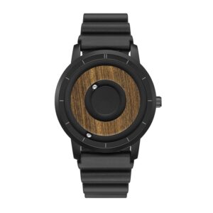 Original Magnetic Wooden Dial Fashion Casual Quartz Watch Simple Men Watch Stainless Steel Leather Strap