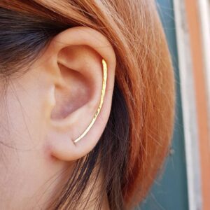 30MM 925 Silver Ear Climber Hammered Earrings Gold Filled Handmade Oorbellen Minimalist Pendientes Brincos Boho Women Earrings