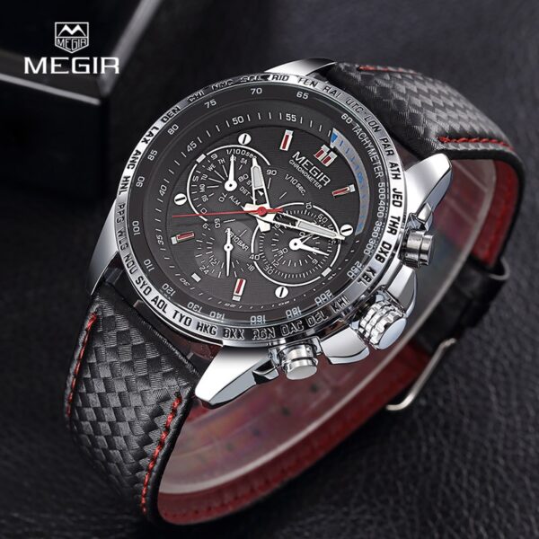 Man Quartz wristwatch brand waterproof leather watches for men casual black watch for male - Image 5