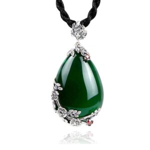 Retro 100% 925 Silver Sterling Royal Natural Red Garnet Chalcedony Agate Gemstone Pendant Necklace Jewelry For Women