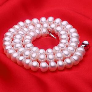 Luster 6-11mm Natural Freshwater Pearl Necklace For Women Wedding Gift 45cm 925 Silver Clasp