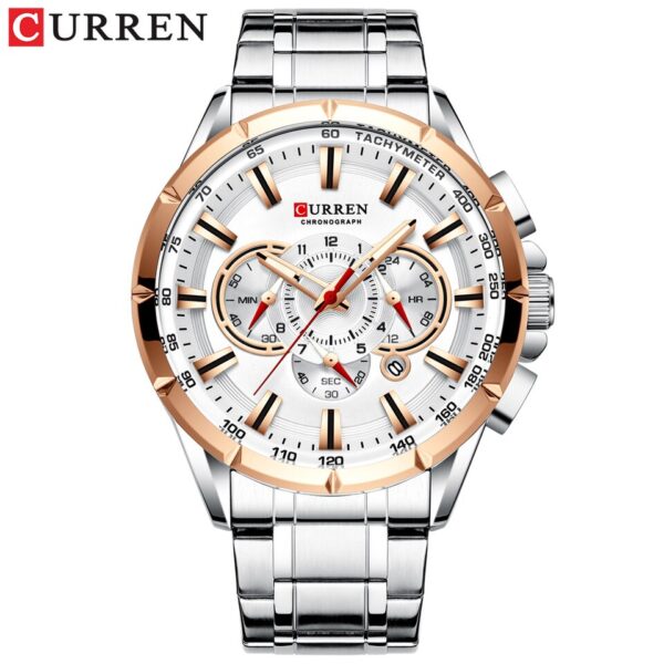 Men New CURREN Casual Sport Chronograph Men Watch Stainless Steel Band Wristwatch Big Dial Quartz Clock with Luminous Pointers - Image 15