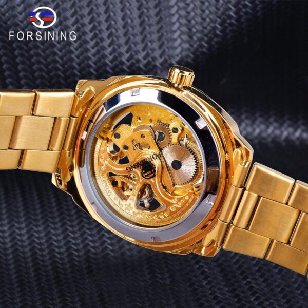 New Men Forsining Transparent Watch Retro Automatic Mechanical Watch Top Brand Luxury Full Golden Luminous Hands Skeleton Clock - Image 4