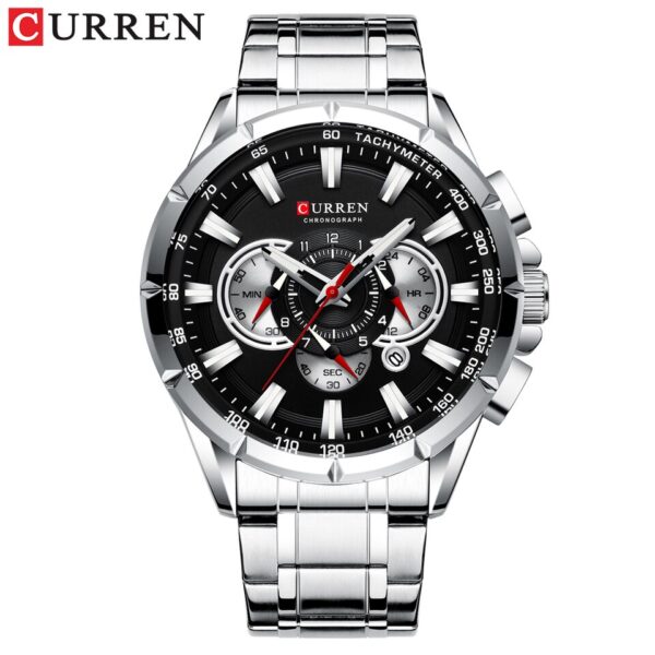 Men New CURREN Casual Sport Chronograph Men Watch Stainless Steel Band Wristwatch Big Dial Quartz Clock with Luminous Pointers - Image 12