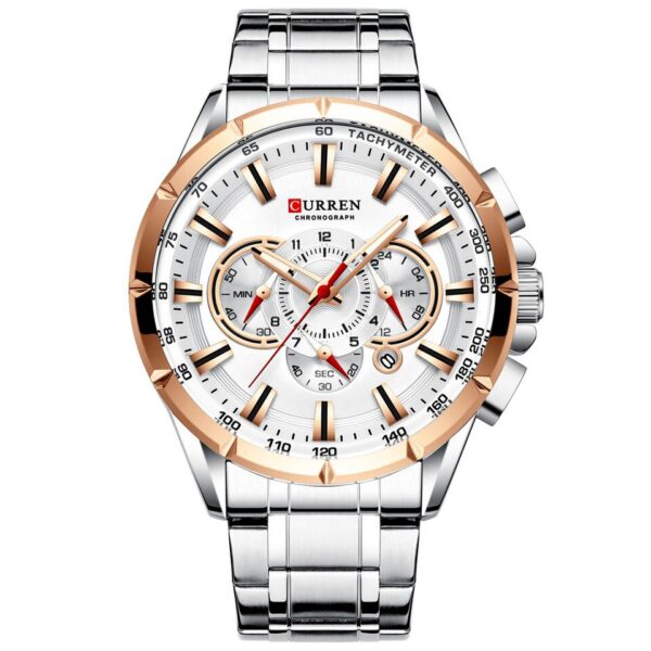 Men New CURREN Casual Sport Chronograph Men Watch Stainless Steel Band Wristwatch Big Dial Quartz Clock with Luminous Pointers - Image 14