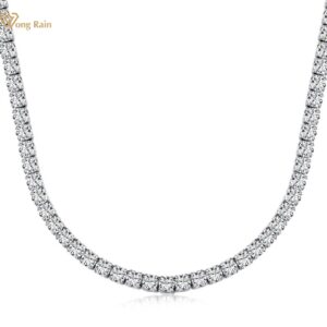 Wong Rain 925 Sterling Silver 3/4 MM Created Moissanite Gemstone Party Hiphop Chain Necklace For Women Fine Jewelry Wholesale