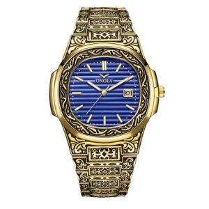 Quartz Watch Men Brand luxury Retro golden stainless steel watch men gold mens watch reloj hombre