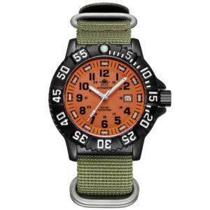 Addies Dive Men Fashion Casual Watch Calendar Display 50m Waterproof Tube Luminous Watch Orange Dial Rotating Bezel Quartz Watch