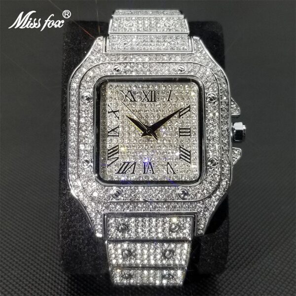 Ice Out Square Watch For Men Top Brand Luxury Full Diamond Men Watches Ultra Thin Waterproof Hip Hop Clock Dropshipping - Image 2