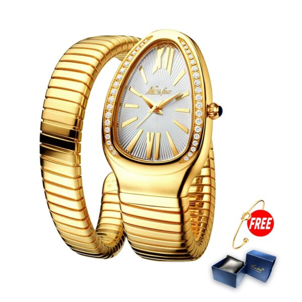 Women Watches Snake Shape Luxury Wrist Watch For Women Steel Unique Gold Quartz Ladies Watch Clock Relogio Feminino - Image 12