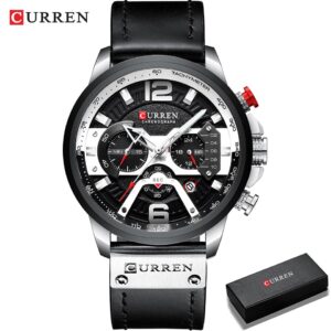 Men Watches Top Brand Luxury Blue Leather Chronograph Sport Watch For Men Fashion Date Waterproof Clock Reloj Hombre