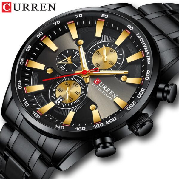 CURREN Man Watches Luxury Sporty Chronograph Wristwatches for Men Quartz Stainless Steel Band Clock Luminous Hands