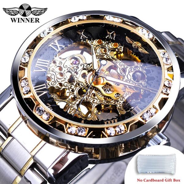 Winner Transparent Fashion Diamond Luminous Gear Movement Royal Design Men Top Brand Luxury Male Mechanical Skeleton Wrist Watch - Image 26