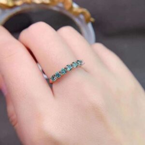925 Sterling Silver Green Moissanite Ring Round Green Moissanite Solitaire Engagement Rings for Women