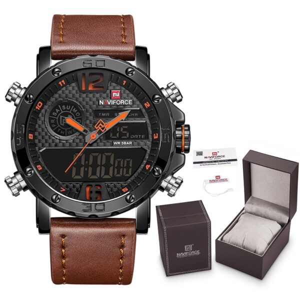 Men Watches To Luxury Brand Men Leather Sports Watches NAVIFORCE Men Quartz LED Digital Clock Waterproof Military Wrist Watch - Image 5