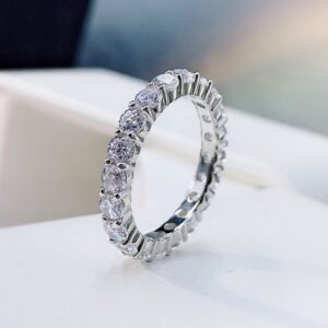 100% 925 Sterling Silver Created Moissanite Gemstone Wedding Band Romantic Couple Ring Fine Jewelry Gifts Wholesale