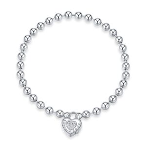 Silver Bead Chain Bracelet 925 Sterling Silver Simple Love Chain Women Fashion Basic Bracelets SCB203