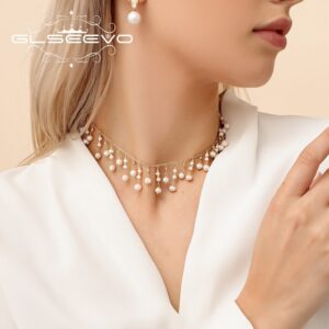 Natural Fresh Water Small Pearl Necklace Luxury For Women Wedding Engagement Tassel Chain Choker Fine Jewellery GN0224