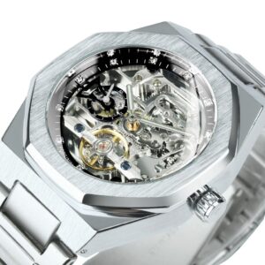 New Men Tourbillion Mechanical Watch for Men Forsining Automatic Steel Strap Skeleton Mens Watches Top Brand Luxury Watch