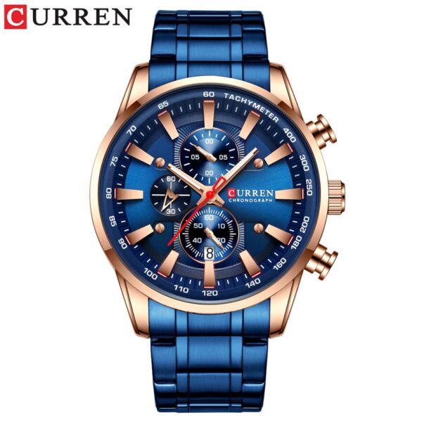 CURREN Man Watches Luxury Sporty Chronograph Wristwatches for Men Quartz Stainless Steel Band Clock Luminous Hands - Image 8