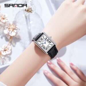 Wrist Watches for Women Silver Case Ladies Watches Luxury Brand Leather Band Quartz Clock zegarek damski 1