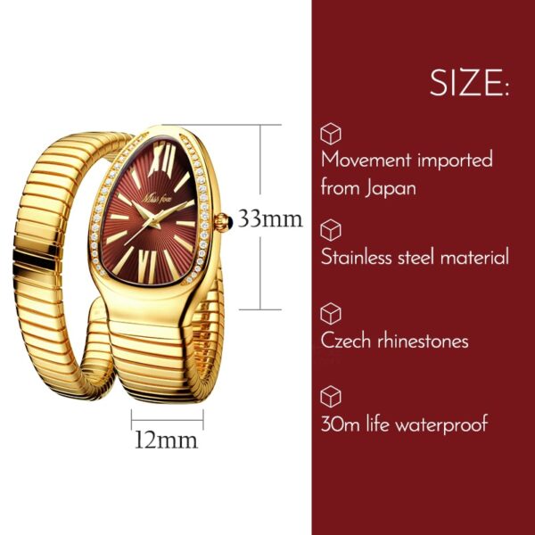 Women Watches Snake Shape Luxury Wrist Watch For Women Steel Unique Gold Quartz Ladies Watch Clock Relogio Feminino - Image 23