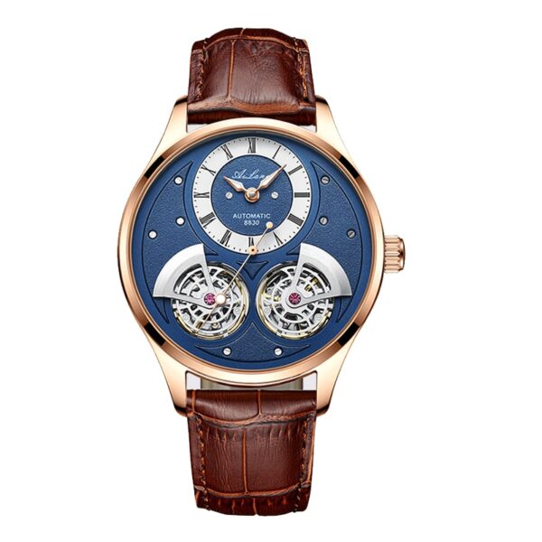 Double Pendulum Hollow Tourbillon Men Automatic Mechanical Watch Deep Waterproof Leather Watch - Image 11