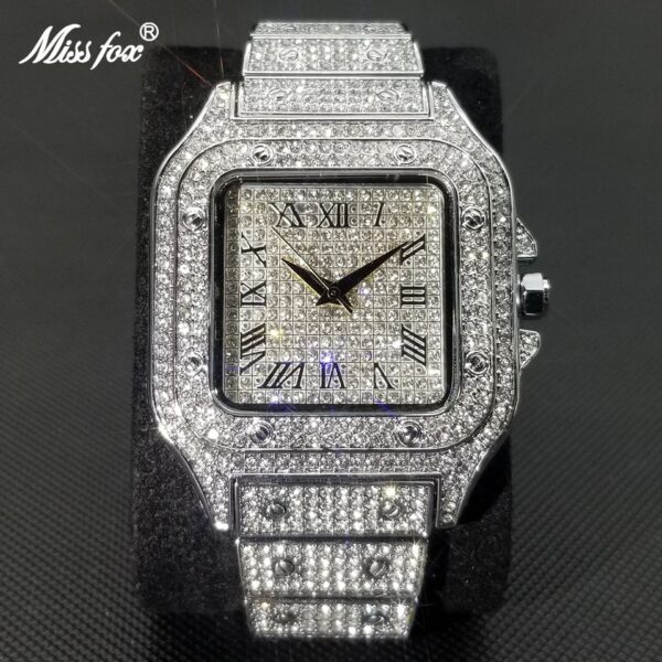 Ice Out Square Watch For Men Top Brand Luxury Full Diamond Men Watches Ultra Thin Waterproof Hip Hop Clock Dropshipping