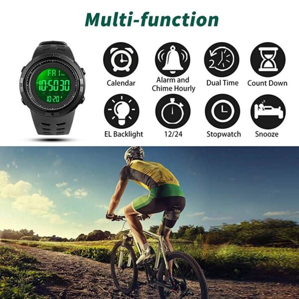 Chrono Digital Watches Mens Sport Countdown Wristwatches Men 2 time Alarm Clock Watches Male reloj hombre 1251 - Image 7