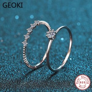 925 Sterling Silver Passed  Diamond Test Perfect Cut 0.2 ct VVS1 Good Color Moissanite Rings Sets for Women Trendy Jewelry