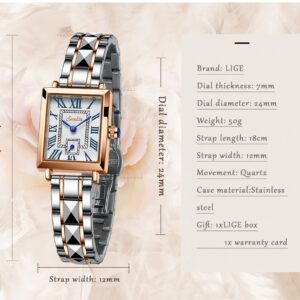 Women Watches Fashion Square Ladies Quartz Watch Bracelet Set Dial Simple Rose Gold Luxury Women Watches