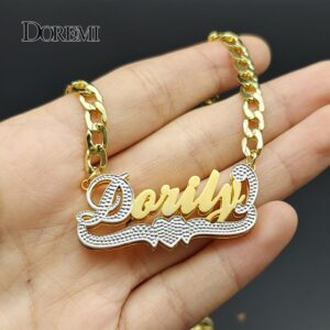 Stainless  Custom Nameplate Necklace 3D Pendant Necklace Personalized Custom Name Jewelry  for Women/Men