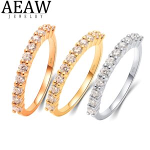 585 14K 10K Rose Gold Bubble Ring for Women Moissanite Solitaire Ring Matching Half Eternity Wedding Band Engagement