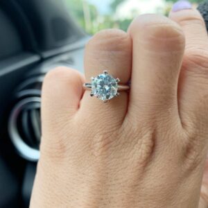1.0ct 3ct 5ct EF Round 18K White Gold Plated 925 Silver Moissanite Ring Diamond Test Passed Jewelry Woman Girlfriend Gift