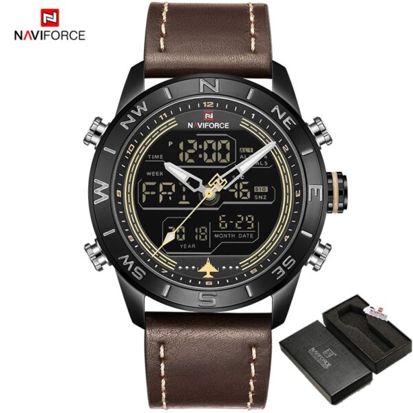 Luxury Brand Men NAVIFORCE 9144 Army Military Watch Digital Leather Sport waterproof Watches Quartz Men Clock Relogio Masculino - Image 3