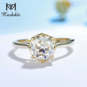 2CT OEC Moissanite 585 14K 10K Yellow Gold Rings for Women Solitaire Luxury Ring for Engagement Wedding Christmas Gifts